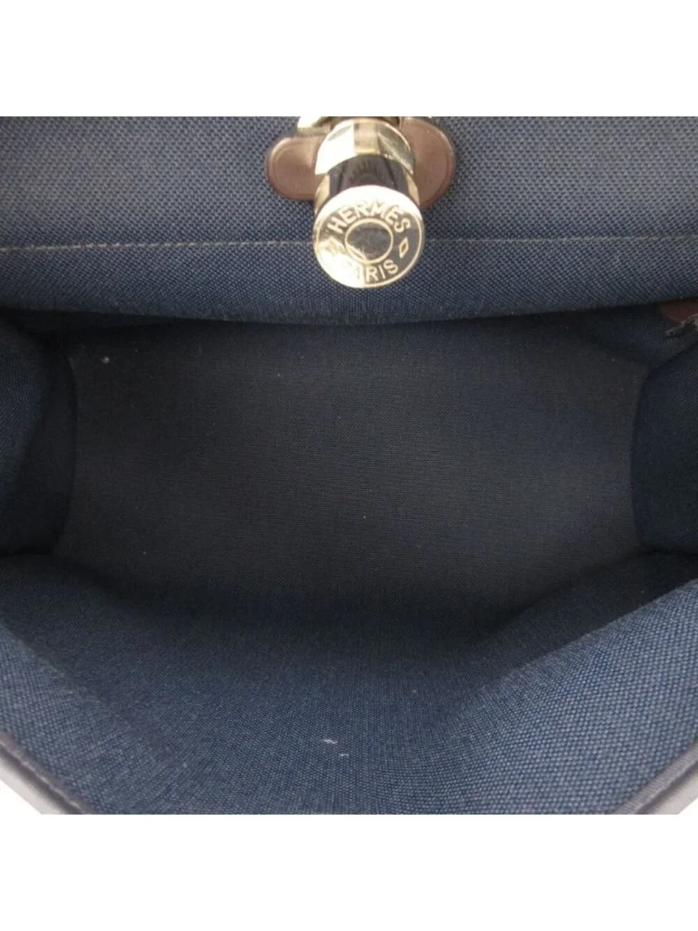 Hermes Handbag Herbag Zip PM Pouch Toile Military Leather Navy